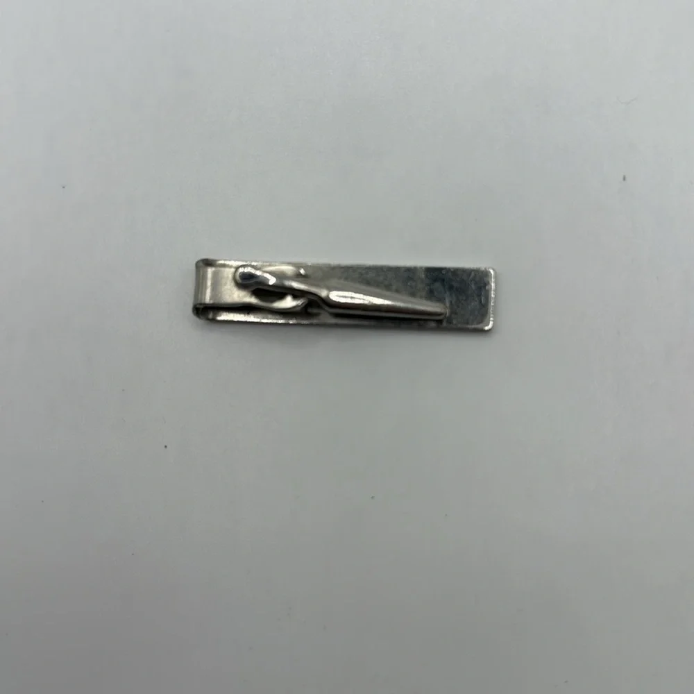 Vintage Silver Tone Tie Clip Bar Sun Sunburst Accessory Jewelry Etched Collect